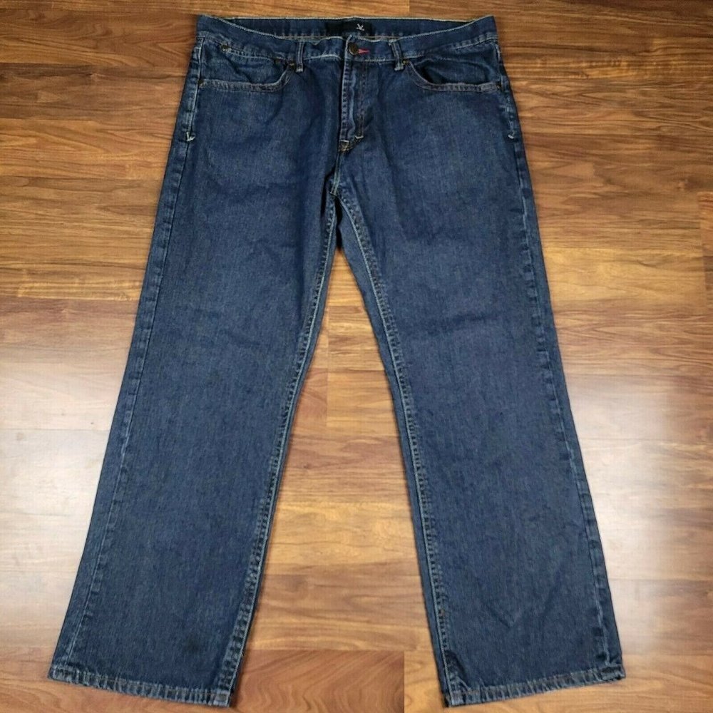 VIGOSS Men’s Straight Leg Distressed Blue Denim Jeans Size 40x32 Casual